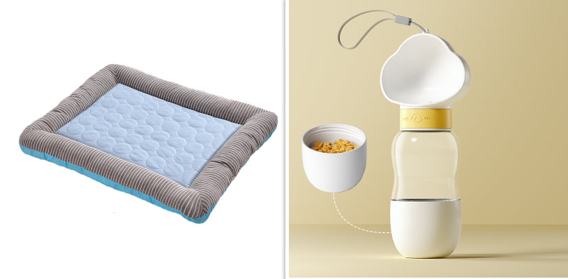 Dog bed with built-in cooling mat