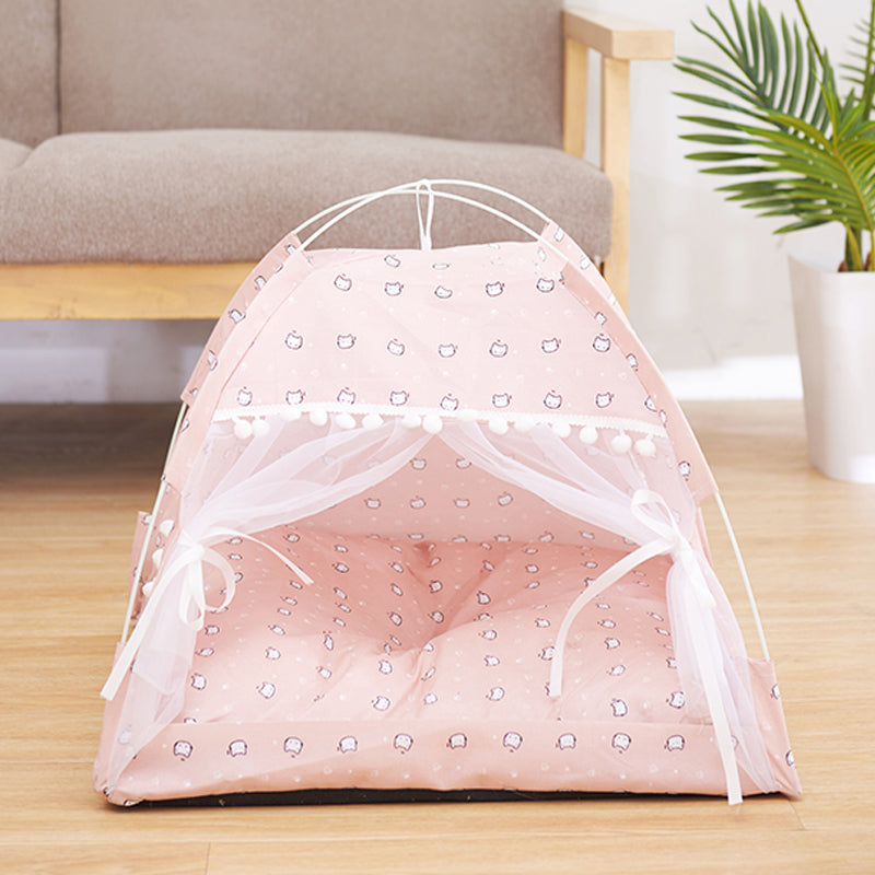 Semi-enclosed pet tent with bed