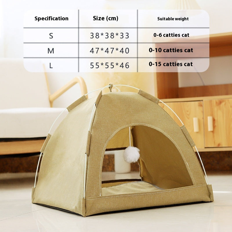 Indoor cat tent with bed
