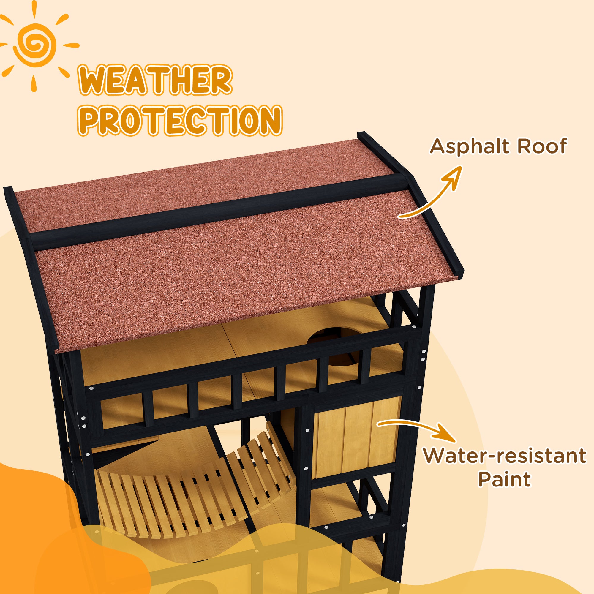 4 tier wooden cat shelter for outdoors.