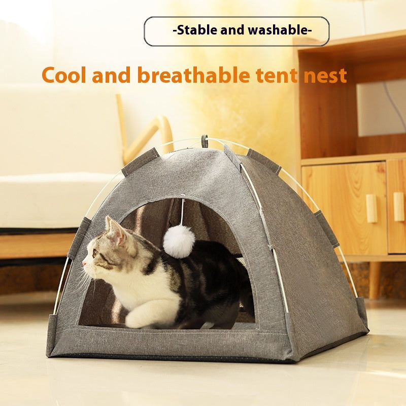Indoor cat tent with bed