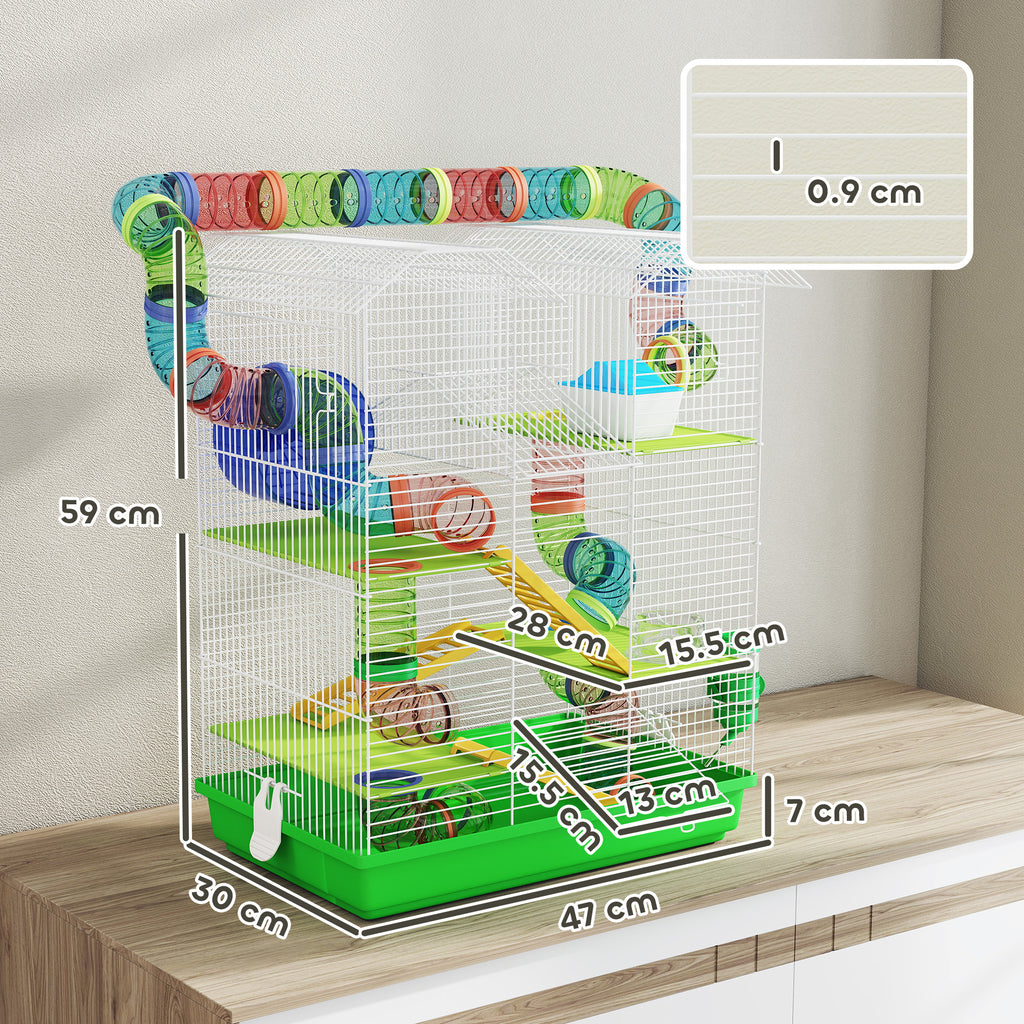 5 Tier Hamster Cage with wheel, bottle, bowl and tunnels