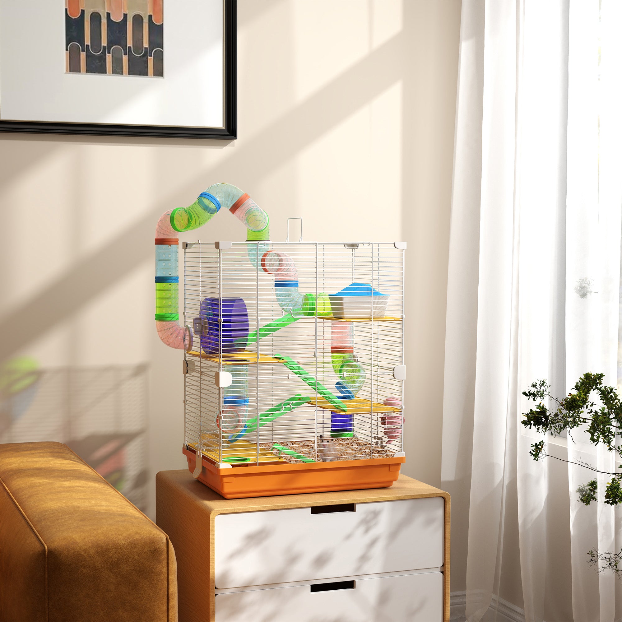 5 Tier Hamster Cage with wheel, bottle, bowl and tunnels