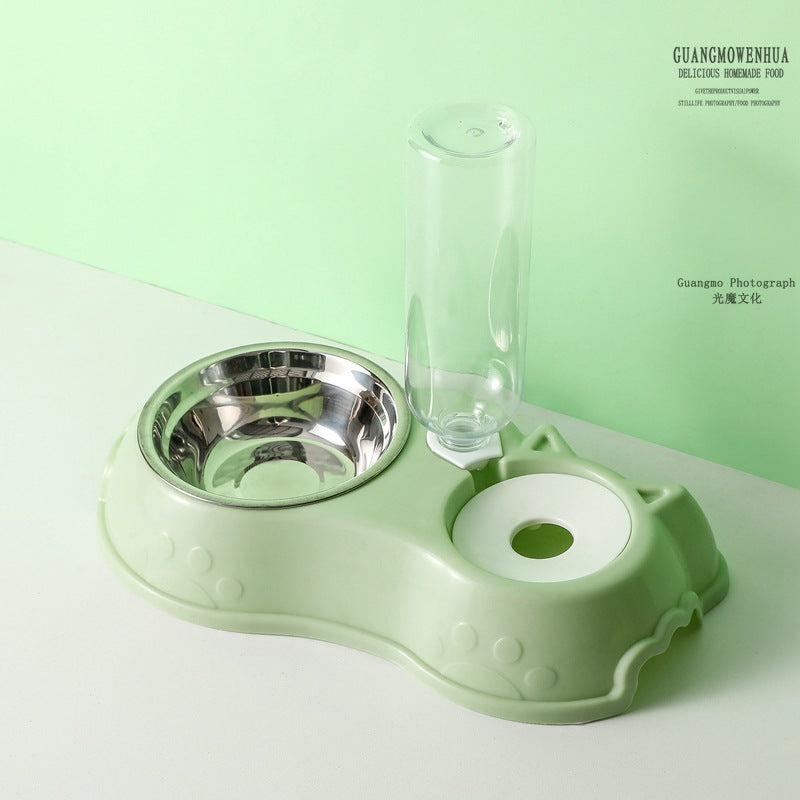 Dog food bowl with automatic water bowl