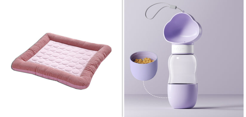 Dog bed with built-in cooling mat