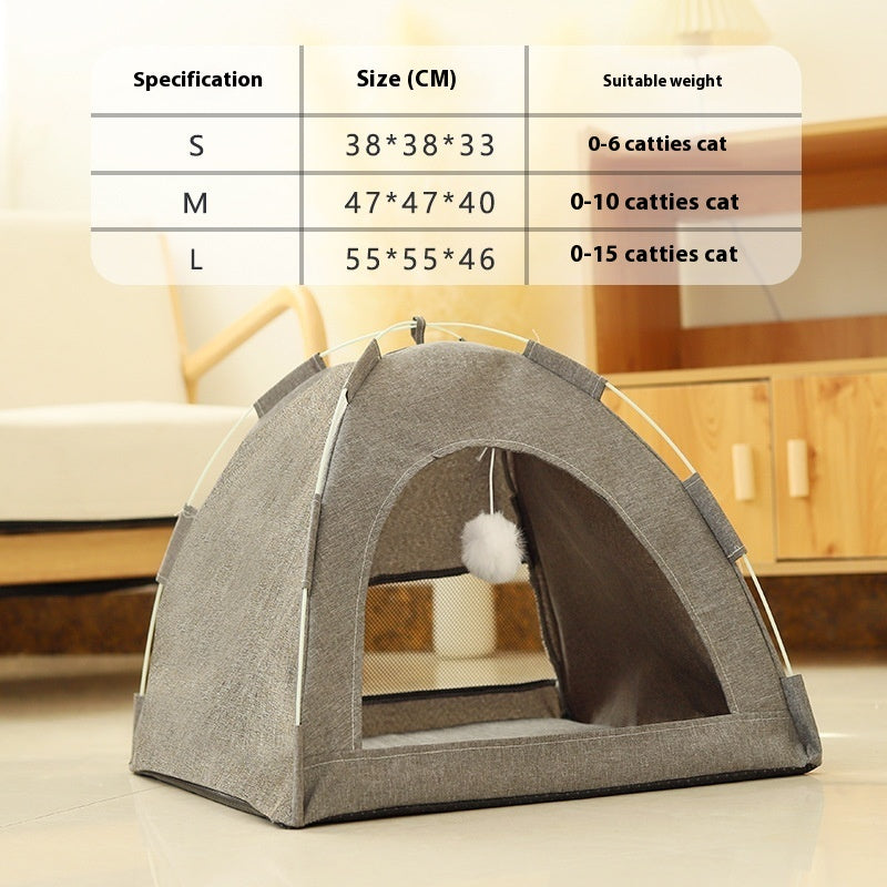 Indoor cat tent with bed