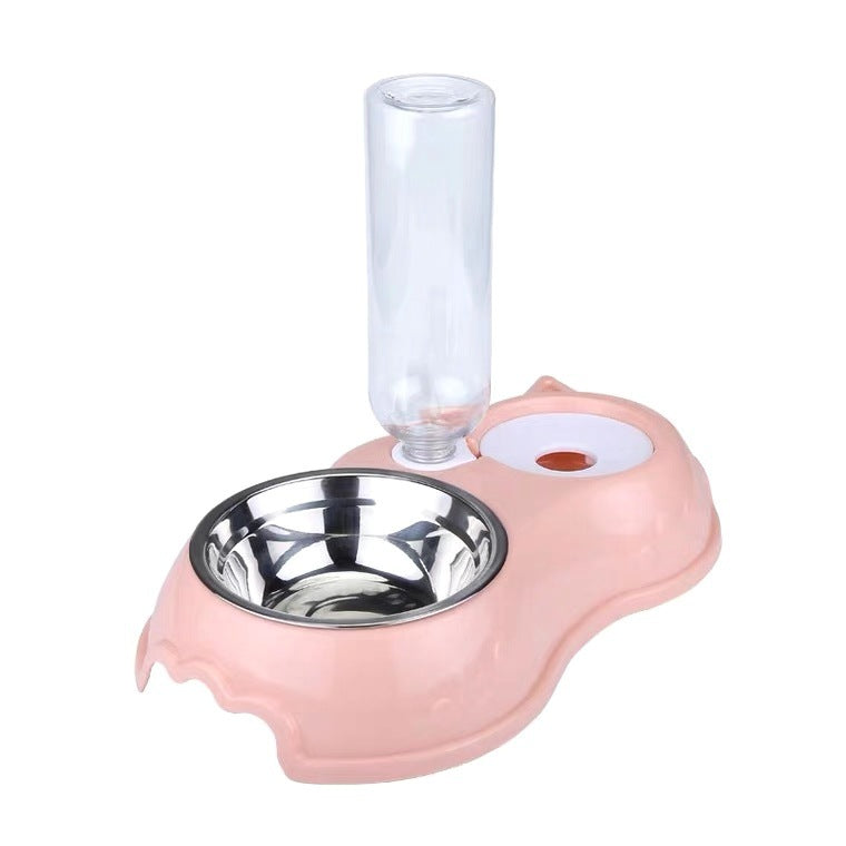 Dog food bowl with automatic water bowl