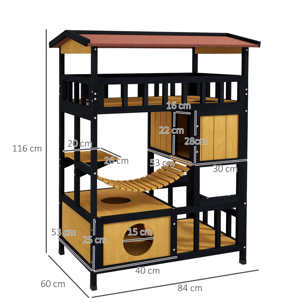 4 tier wooden cat shelter for outdoors.