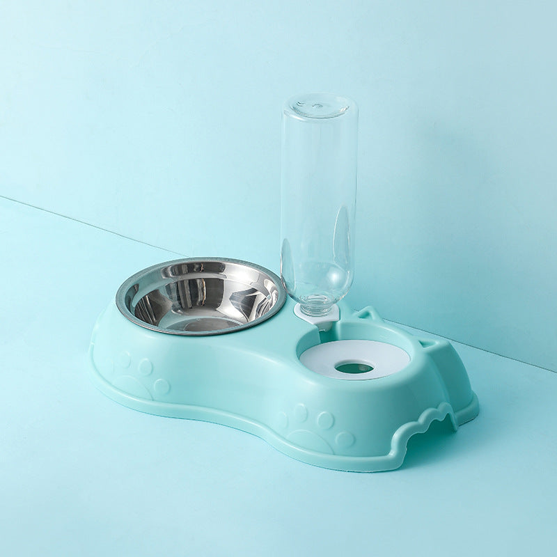 Dog food bowl with automatic water bowl