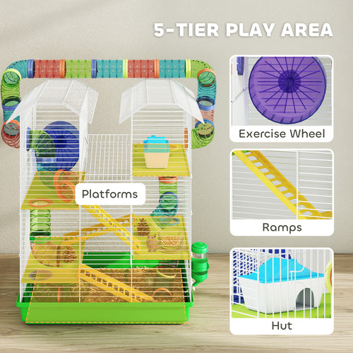 5 Tier Hamster Cage with wheel, bottle, bowl and tunnels