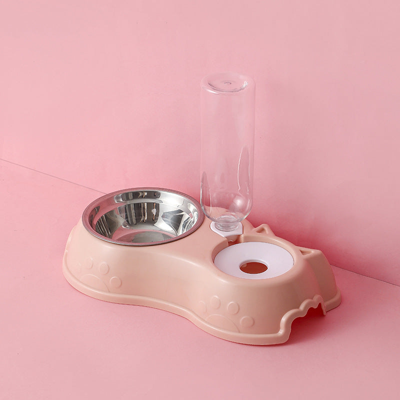 Dog food bowl with automatic water bowl